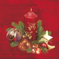 Vánoční ubrousky Daisy L - Red Candle & Baubles - SD_GW_001901