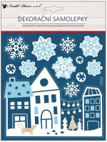 Dekorační samolepka s glitry - město - 18 x 23 cm - 10664