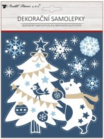 Dekorační samolepka s glitry - lední medvěd - 18 x 23 cm - 10667