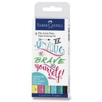 Popisovače Faber-Castell - Pitt Artist Pen - Hand Lettering Pastel - 6 ks - 0074/2671160