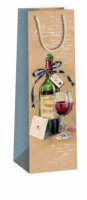 Dárková taška NATUR na víno - 11 x 36 cm - 0734-0108