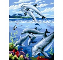 Malování podle čísel - Delfíni - 22 x 30 cm - PJS24