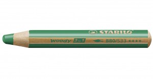 Pastelka, vodovka & voskovka v jednom - STABILO woody 3 in 1 - 1 ks - tmavě zelená