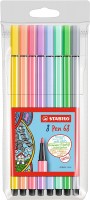Prémiové vláknové fixy - STABILO Pen 68 - 8 ks sada - 8 pastelových barev