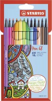 Prémiové vláknové fixy STABILO Pen 68 - 12 ks