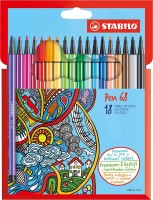 Prémiový vláknový fix - STABILO Pen 68 - 18 ks