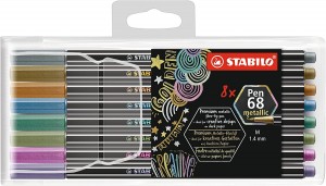Prémiové vláknové metalické fixy - STABILO Pen 68 metallic - 8 ks