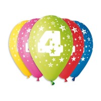 Nafukovací balónky - potisk "4" - 5 ks - P5GS110-4