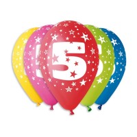 Nafukovací balónky - potisk "5" - 5 ks - P5GS110-5