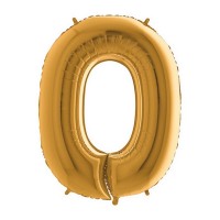 Balónek fóliový 102 cm - číslice 0 - zlatý - WGOLD 0