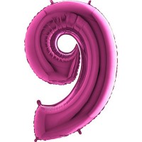 Balónek fóliový 102 cm - číslice 9 - růžový - WPINK 9