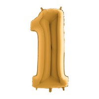 Balónek fóliový 102 cm - číslice 1 - zlatý - WGOLD 1