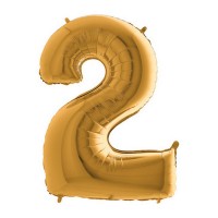 Balónek fóliový 102 cm - číslice 2 - zlatý - WGOLD 2