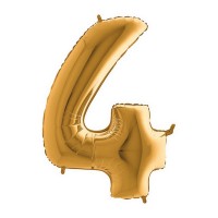 Balónek fóliový 102 cm - číslice 4 - zlatý - WGOLD 4