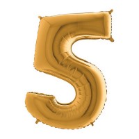 Fóliový balónek 102 cm - číslice 5 - zlatý - WGOLD 5