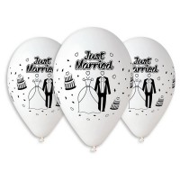 Nafukovací balónky - potisk Just Married - 5 ks - PGS-110
