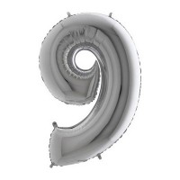 Balónek fóliový 102 cm - číslice 9 - stříbrný - WSILVER 9