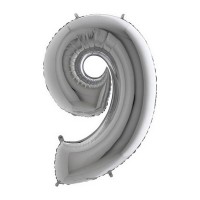 Fóliový balónek 102 cm - číslice 9 - stříbrný - WSILVER 9