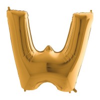 Balónek fóliový 102 cm - písmeno W - zlatý - WGOLD W