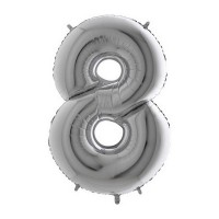 Balónek fóliový 102 cm - číslice 8 - stříbrný - WSILVER 8