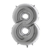 Fóliový balónek 102 cm - číslice 8 - stříbrný - WSILVER 8