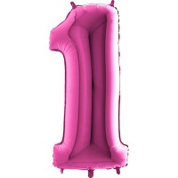 Fóliový balónek 102 cm - číslice 1 - růžový - WPINK 1