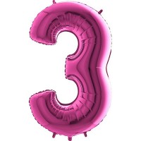Balónek fóliový 102 cm - číslice 3 - růžový - WPINK 3