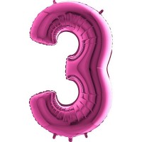 Fóliový balónek 102 cm - číslice 3 - růžový - WPINK 3