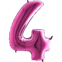 Balónek fóliový 102 cm - číslice 4 - růžový - WPINK 4