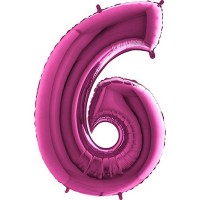 Balónek fóliový 102 cm - číslice 6 - růžový - WPINK 6