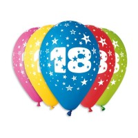 Nafukovací balónky - potisk číslice 18 - 5 ks - P5GS110-18