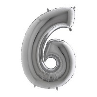 Fóliový balónek 102 cm - číslice 6 - stříbrný - WSILVER 6