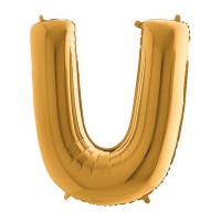 Fóliový balónek 102 cm - písmeno U - zlatý - WGOLD U