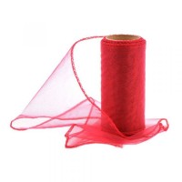 Organza obšitá 12cm/9m - červená - 240065