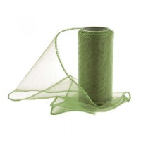 Organza obšitá 12cm/9m - tm. zelená - 240084