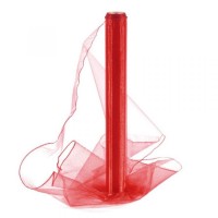 Organza obšitá 40cm/9m - červená - 065