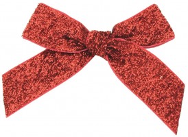Mašle - červená třpytivá - 10 cm - 6 ks - 5921