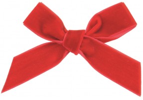 Sametová mašle - červená - 10 cm - 6 ks - 5923