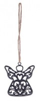 Závěsný kovový anděl - černý - 5 cm - 6 ks - 8885474