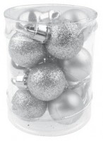 Vánoční ozdoby - Baňky stříbrné - mix povrchů - 4628