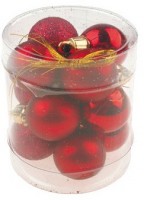 Vánoční ozdoby - Baňky mini červené - mix povrchů - 4626