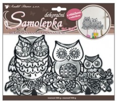 Samolepka na zeď - věšáček - černé sovy s konturou - 25 x 21 cm - 10054