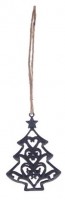 Závěsný kovový stromek - černý - 6 cm - 6 ks - 8885448
