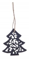 Závěsný kovový stromek - černý - 9 cm - 6 ks - 8885446