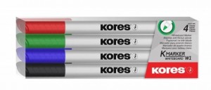 Popisovače Kores K MARKER W1 na bílé tabule - 4 ks - 22840