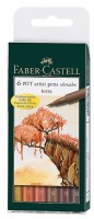 Popisovače Faber-Castell - Pitt Artist Brush - odstíny země - 6 ks - 0074/1671060