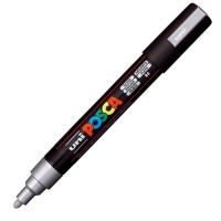 Akrylový popisovač Posca PC-5M - 1,8–2,5 mm - stříbrná (26) 