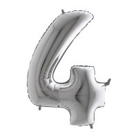 Fóliový balónek 102 cm - číslice 4 - stříbrný - WSILVER 4