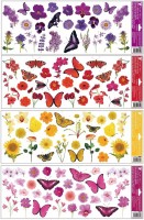 Okenní fólie - pruh - motýli a květiny - 60 x 22,5 cm - 6881