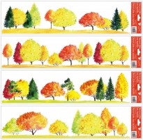 Okenní fólie - pruh - podzimní stromy - 64 x 15 cm - 6836